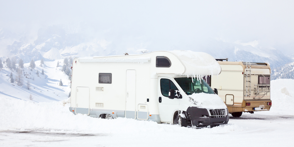 RV in snow and ice