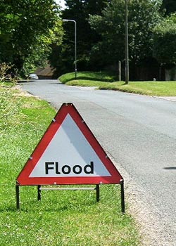 Flood Sign in Neighborhood