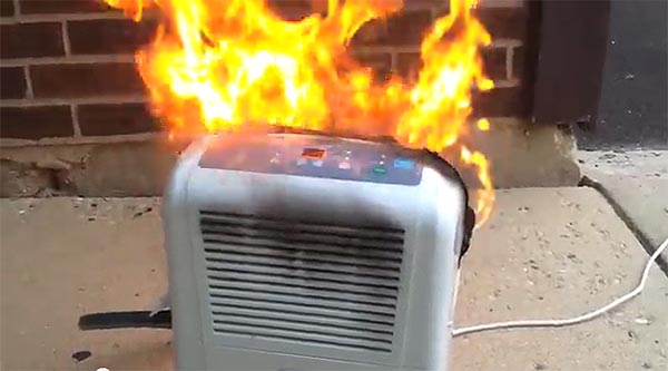 Recalled Dehumidifier on Fire