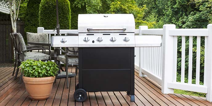 Gas Grill on Wooden Deck