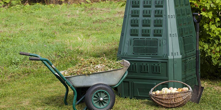 compost with wheelbarrow