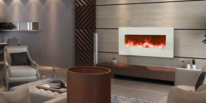 Electric Fireplace Mounted on the Wall